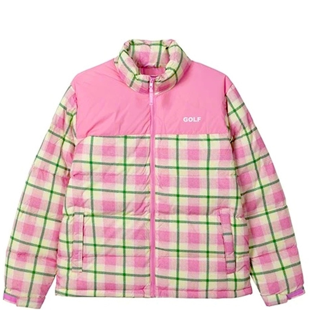 GOLF WANG PINK PLAID PUFFER JACKET